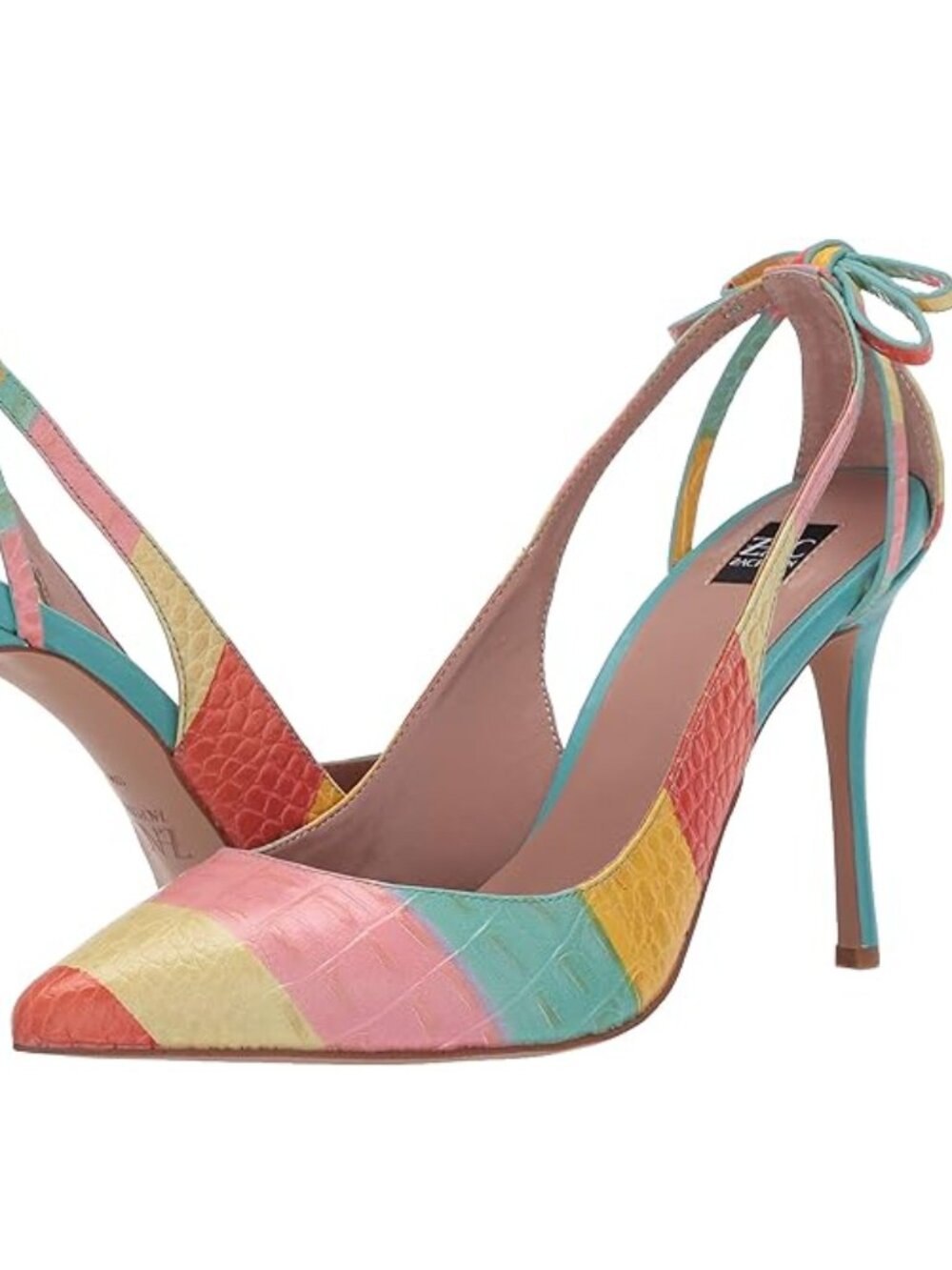 ZAC Zac Posen VERONIQUE Rainbow Croco Leather Pointed Toe Slingback 4" Pumps